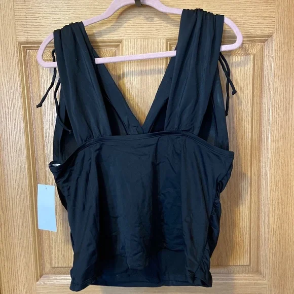 Nwt Swimsuits For All Tie Shoulder Ruched plunge Tankini Top - Picture 4 of 5